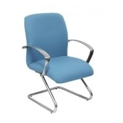 Silla Piqueras Y Crespo Caudete Confidente Estructura Patin Acabado Cromado Brazos Fijos Asiento Y Respaldo Tapizado Bali Azul Cielo