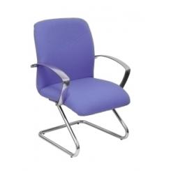 Silla Piqueras Y Crespo Caudete Confidente Estructura Patin Acabado Cromado Brazos Fijos Asiento Y Respaldo Tapizado Bali Azul Claro