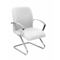 Silla Piqueras Y Crespo Caudete Confidente Estructura Patin Acabado Cromado Brazos Fijos Asiento Y Respaldo Tapizado Bali Blanco