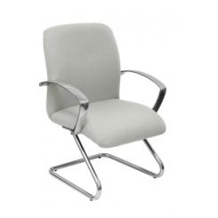 Silla Piqueras Y Crespo Caudete Confidente Estructura Patin Acabado Cromado Brazos Fijos Asiento Y Respaldo Tapizado Bali Gris Claro