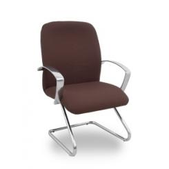 Silla Piqueras Y Crespo Caudete Confidente Estructura Patin Acabado Cromado Brazos Fijos Asiento Y Respaldo Tapizado Bali Marron Oscuro