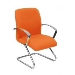 Silla Piqueras Y Crespo Caudete Confidente Estructura Patin Acabado Cromado Brazos Fijos Asiento Y Respaldo Tapizado Bali Naranja