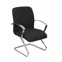 Silla Piqueras Y Crespo Caudete Confidente Estructura Patin Acabado Cromado Brazos Fijos Asiento Y Respaldo Tapizado Bali Negro