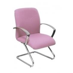 Silla Piqueras Y Crespo Caudete Confidente Estructura Patin Acabado Cromado Brazos Fijos Asiento Y Respaldo Tapizado Bali Rosa Palido