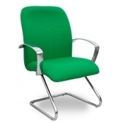Silla Piqueras Y Crespo Caudete Confidente Estructura Patin Acabado Cromado Brazos Fijos Asiento Y Respaldo Tapizado Bali Verde