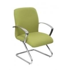Silla Piqueras Y Crespo Caudete Confidente Estructura Patin Acabado Cromado Brazos Fijos Asiento Y Respaldo Tapizado Bali Verde Oliva