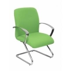 Silla Piqueras Y Crespo Caudete Confidente Estructura Patin Acabado Cromado Brazos Fijos Asiento Y Respaldo Tapizado Bali Verde Pistacho