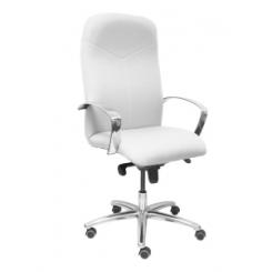 Silla Piqueras Y Crespo Caudete Direccion Brazos Fijos Cromados Mecanismo Basculante Multiposicion Y Altura Ajustable Gran Confortabilidad Ruedas De Parquet Asiento Y Respaldo Tapizado Bali Blanco