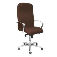 Silla Piqueras Y Crespo Caudete Direccion Brazos Fijos Cromados Mecanismo Basculante Multiposicion Y Altura Ajustable Gran Confortabilidad Ruedas De Parquet Asiento Y Respaldo Tapizado Bali Marron Oscuro