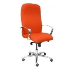 Silla Piqueras Y Crespo Caudete Direccion Brazos Fijos Cromados Mecanismo Basculante Multiposicion Y Altura Ajustable Gran Confortabilidad Ruedas De Parquet Asiento Y Respaldo Tapizado Bali Naranja Oscuro
