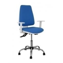 Silla Piqueras Y Crespo Elche Blanca Brazos Regulables Mecanismo Asincro Regulable En Altura Base Metalica Ruedas Parquet Asiento Y Respaldo Tapizado Bali Azul