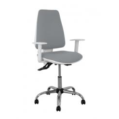 Silla Piqueras Y Crespo Elche Blanca Brazos Regulables Mecanismo Asincro Regulable En Altura Base Metalica Ruedas Parquet Asiento Y Respaldo Tapizado Bali Gris