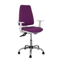 Silla Piqueras Y Crespo Elche Blanca Brazos Regulables Mecanismo Asincro Regulable En Altura Base Metalica Ruedas Parquet Asiento Y Respaldo Tapizado Bali Morado