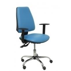 Silla Piqueras Y Crespo Elche S 24 Horas Brazos Regulables Mecanismo Asincro Regulable En Altura Base Cromada Ruedas Parquet Asiento Y Respaldo Reforzados Con Espuma Viscoelastica Tapizado Similpiel Azul Claro