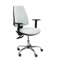 Silla Piqueras Y Crespo Elche S 24 Horas Brazos Regulables Mecanismo Asincro Regulable En Altura Base Cromada Ruedas Parquet Asiento Y Respaldo Reforzados Con Espuma Viscoelastica Tapizado Similpiel Blanco