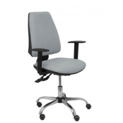 Silla Piqueras Y Crespo Elche S 24 Horas Brazos Regulables Mecanismo Asincro Regulable En Altura Base Cromada Ruedas Parquet Asiento Y Respaldo Reforzados Con Espuma Viscoelastica Tapizado Similpiel Gris
