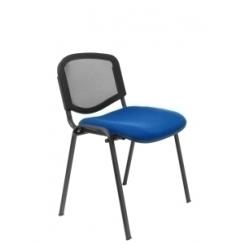 Silla Piqueras Y Crespo Garaballa Confidente Ergonomica Apilable Soporta Hasta 120 Kg Estructura Y Respaldo Malla En Negro Asiento Tapizado Bali Azul Pack De 4