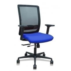 Silla Piqueras Y Crespo Haches Brazos 2D Regulables Mecanismo Sincro Con Traslack Apoyo Lumbar Respaldo Malla Negra Y Asiento Tapizado Bali Azul