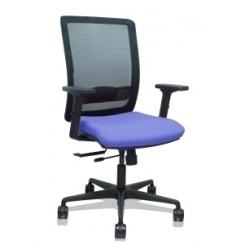Silla Piqueras Y Crespo Haches Brazos 2D Regulables Mecanismo Sincro Con Traslack Apoyo Lumbar Respaldo Malla Negra Y Asiento Tapizado Bali Azul Claro
