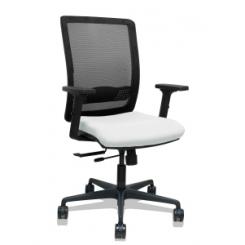 Silla Piqueras Y Crespo Haches Brazos 2D Regulables Mecanismo Sincro Con Traslack Apoyo Lumbar Respaldo Malla Negra Y Asiento Tapizado Bali Blanco
