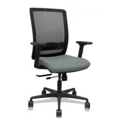 Silla Piqueras Y Crespo Haches Brazos 2D Regulables Mecanismo Sincro Con Traslack Apoyo Lumbar Respaldo Malla Negra Y Asiento Tapizado Bali Gris