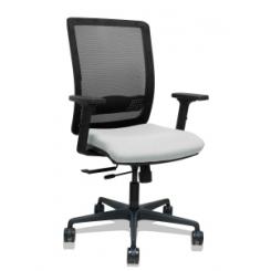 Silla Piqueras Y Crespo Haches Brazos 2D Regulables Mecanismo Sincro Con Traslack Apoyo Lumbar Respaldo Malla Negra Y Asiento Tapizado Bali Gris Claro