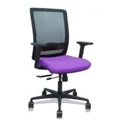 Silla Piqueras Y Crespo Haches Brazos 2D Regulables Mecanismo Sincro Con Traslack Apoyo Lumbar Respaldo Malla Negra Y Asiento Tapizado Bali Lila