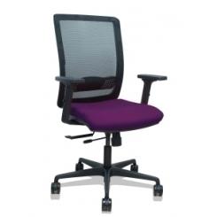 Silla Piqueras Y Crespo Haches Brazos 2D Regulables Mecanismo Sincro Con Traslack Apoyo Lumbar Respaldo Malla Negra Y Asiento Tapizado Bali Morado