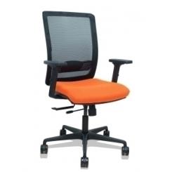 Silla Piqueras Y Crespo Haches Brazos 2D Regulables Mecanismo Sincro Con Traslack Apoyo Lumbar Respaldo Malla Negra Y Asiento Tapizado Bali Naranja