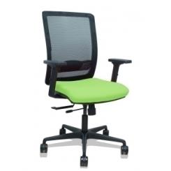 Silla Piqueras Y Crespo Haches Brazos 2D Regulables Mecanismo Sincro Con Traslack Apoyo Lumbar Respaldo Malla Negra Y Asiento Tapizado Bali Pistacho