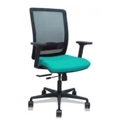 Silla Piqueras Y Crespo Haches Brazos 2D Regulables Mecanismo Sincro Con Traslack Apoyo Lumbar Respaldo Malla Negra Y Asiento Tapizado Bali Turquesa