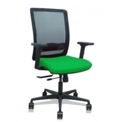 Silla Piqueras Y Crespo Haches Brazos 2D Regulables Mecanismo Sincro Con Traslack Apoyo Lumbar Respaldo Malla Negra Y Asiento Tapizado Bali Verde