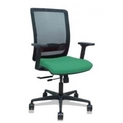 Silla Piqueras Y Crespo Haches Brazos 2D Regulables Mecanismo Sincro Con Traslack Apoyo Lumbar Respaldo Malla Negra Y Asiento Tapizado Bali Verde Esmeralda