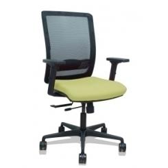 Silla Piqueras Y Crespo Haches Brazos 2D Regulables Mecanismo Sincro Con Traslack Apoyo Lumbar Respaldo Malla Negra Y Asiento Tapizado Bali Verde Oliva