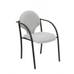 Silla Piqueras Y Crespo Hellin Confidente Ergonomica Con Brazos Fijos Apilable Estructura Negra Asiento Y Respaldo Tapizados Bali Gris Claro Pack De 2