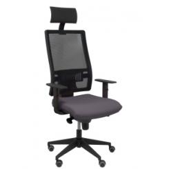 Silla Piqueras Y Crespo Horna Brazos Regulables Cabecero Incluido Mecanismo Sincro Apoyo Lumbar Respaldo Malla Transpirable Y Asiento Tapizado Bali Gris Oscuro