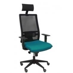 Silla Piqueras Y Crespo Horna Brazos Regulables Cabecero Incluido Mecanismo Sincro Apoyo Lumbar Respaldo Malla Transpirable Y Asiento Tapizado Bali Verde Petroleo