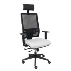 Silla Piqueras Y Crespo Horna Brazos Regulables Cabecero Incluido Mecanismo Traslack Apoyo Lumbar Respaldo Malla Transpirable Y Asiento Tapizado Bali Blanco