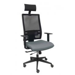 Silla Piqueras Y Crespo Horna Brazos Regulables Cabecero Incluido Mecanismo Traslack Apoyo Lumbar Respaldo Malla Transpirable Y Asiento Tapizado Bali Gris