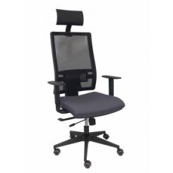 Silla Piqueras Y Crespo Horna Brazos Regulables Cabecero Incluido Mecanismo Traslack Apoyo Lumbar Respaldo Malla Transpirable Y Asiento Tapizado Bali Gris Oscuro