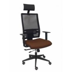 Silla Piqueras Y Crespo Horna Brazos Regulables Cabecero Incluido Mecanismo Traslack Apoyo Lumbar Respaldo Malla Transpirable Y Asiento Tapizado Bali Marron Oscuro
