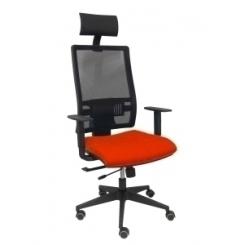 Silla Piqueras Y Crespo Horna Brazos Regulables Cabecero Incluido Mecanismo Traslack Apoyo Lumbar Respaldo Malla Transpirable Y Asiento Tapizado Bali Naranja Oscuro