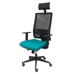 Silla Piqueras Y Crespo Horna Brazos Regulables Cabecero Incluido Mecanismo Traslack Apoyo Lumbar Respaldo Malla Transpirable Y Asiento Tapizado Bali Turquesa