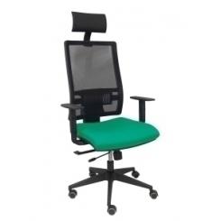 Silla Piqueras Y Crespo Horna Brazos Regulables Cabecero Incluido Mecanismo Traslack Apoyo Lumbar Respaldo Malla Transpirable Y Asiento Tapizado Bali Verde Esmeralda
