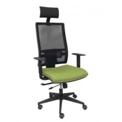 Silla Piqueras Y Crespo Horna Brazos Regulables Cabecero Incluido Mecanismo Traslack Apoyo Lumbar Respaldo Malla Transpirable Y Asiento Tapizado Bali Verde Oliva