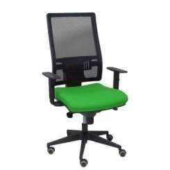 Silla Piqueras Y Crespo Horna Brazos Regulables Mecanismo Sincro Altura Y Apoyo Lumbar Regulable Rueda Parquet Respaldo Malla Negra Transpirable Y Asiento Tapizado Bali Verde