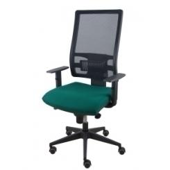 Silla Piqueras Y Crespo Horna Brazos Regulables Mecanismo Sincro Altura Y Apoyo Lumbar Regulable Rueda Parquet Respaldo Malla Negra Transpirable Y Asiento Tapizado Bali Verde Botella