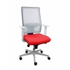 Silla Piqueras Y Crespo Horna Brazos Regulables Mecanismo Sincro Apoyo Lumbar Regulable Respaldo Malla Blanca Transpirable Y Asiento Tapizado Bali Rojo