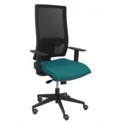 Silla Piqueras Y Crespo Horna Brazos Regulables Mecanismo Sincro Apoyo Lumbar Respaldo Malla Transpirable Y Asiento Tapizado Bali Verde Petroleo