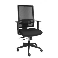 Silla Piqueras Y Crespo Horna Brazos Regulables Mecanismo Traslack Altura Y Apoyo Lumbar Regulable Rueda Parquet Respaldo Malla Negra Transpirable Y Asiento Tapizado Bali Negro